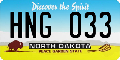 ND license plate HNG033