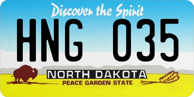 ND license plate HNG035