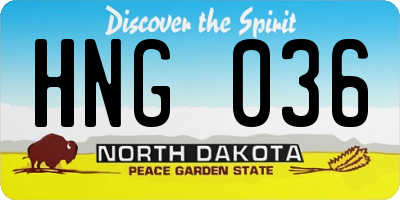 ND license plate HNG036