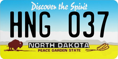 ND license plate HNG037