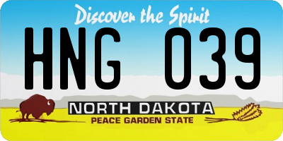 ND license plate HNG039