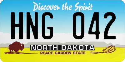 ND license plate HNG042