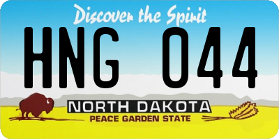 ND license plate HNG044