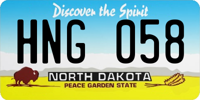 ND license plate HNG058