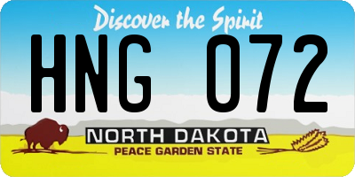 ND license plate HNG072