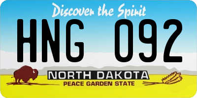 ND license plate HNG092