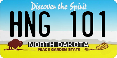 ND license plate HNG101