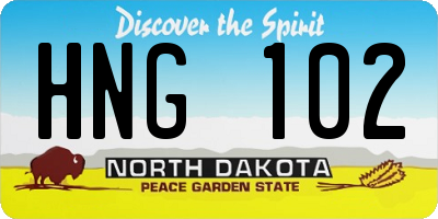 ND license plate HNG102