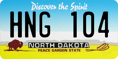 ND license plate HNG104