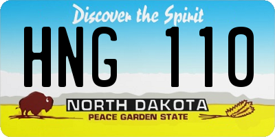 ND license plate HNG110