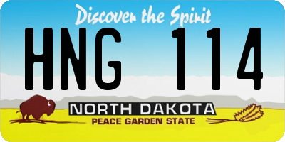 ND license plate HNG114