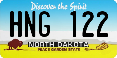 ND license plate HNG122