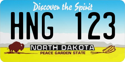 ND license plate HNG123