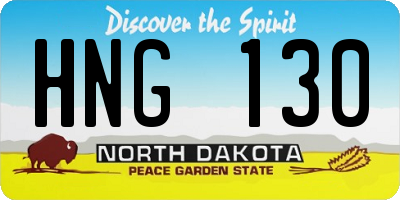 ND license plate HNG130