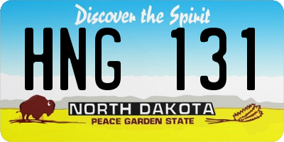 ND license plate HNG131