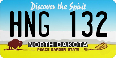 ND license plate HNG132