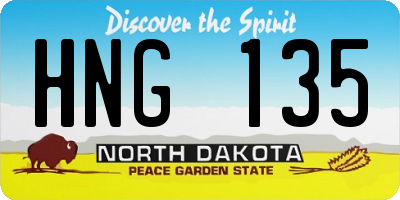 ND license plate HNG135