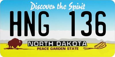 ND license plate HNG136