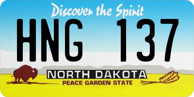 ND license plate HNG137