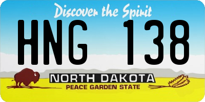 ND license plate HNG138