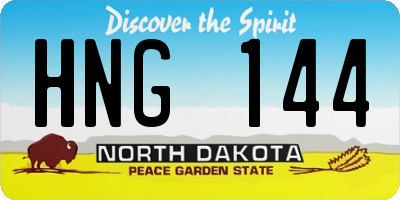 ND license plate HNG144