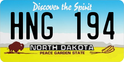 ND license plate HNG194