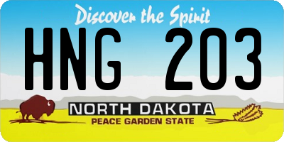 ND license plate HNG203