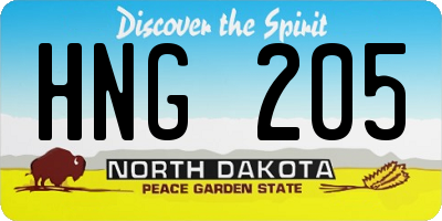 ND license plate HNG205