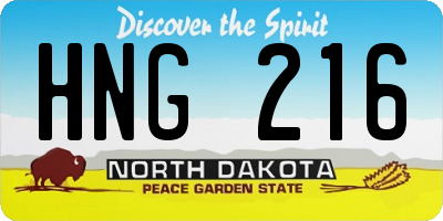 ND license plate HNG216