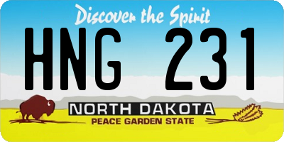 ND license plate HNG231