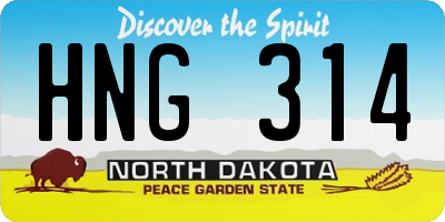 ND license plate HNG314