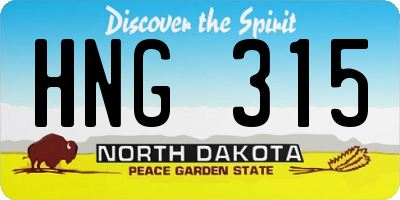 ND license plate HNG315