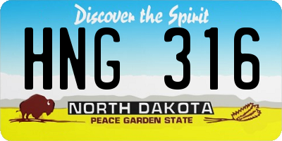 ND license plate HNG316