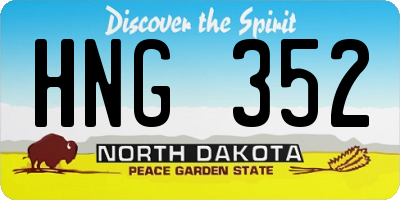 ND license plate HNG352