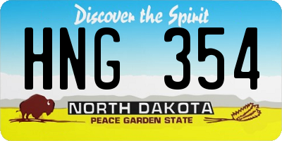 ND license plate HNG354