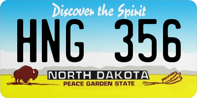 ND license plate HNG356