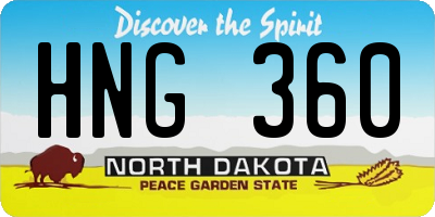 ND license plate HNG360