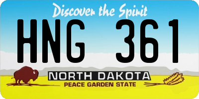 ND license plate HNG361