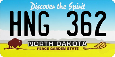 ND license plate HNG362