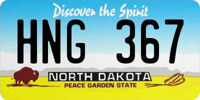 ND license plate HNG367