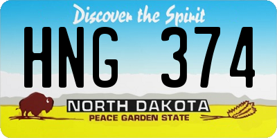 ND license plate HNG374