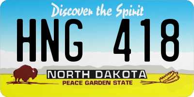 ND license plate HNG418