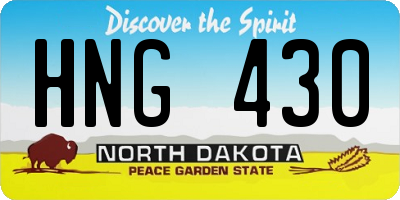 ND license plate HNG430