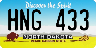ND license plate HNG433