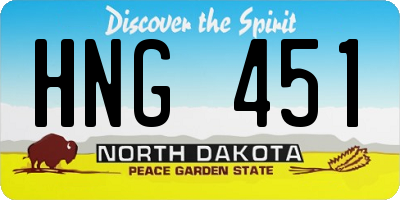 ND license plate HNG451