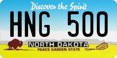 ND license plate HNG500