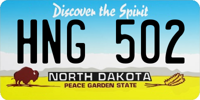 ND license plate HNG502