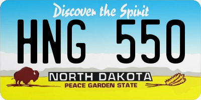 ND license plate HNG550