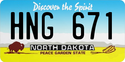 ND license plate HNG671