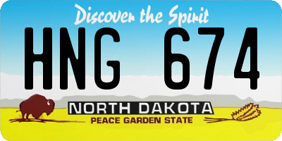 ND license plate HNG674